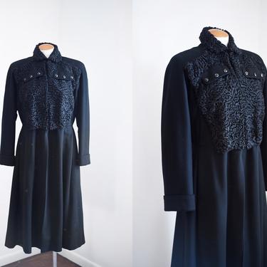 1940s Black Princess Coat - M/L 