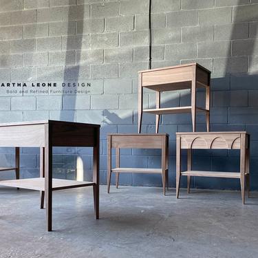 New Hand-Crafted Mid Century Style Walnut End Tables / Nightstands with Options for Customization 