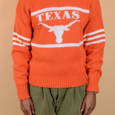 Reclaimed Orange UT University of Texas Football Pullover Crewneck Sweater Unisex Medium Large 