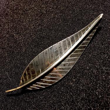 Borresen and Lassen B&L Danish Modern Sterling Silver Leaf Brooch Mid Century Modernist 