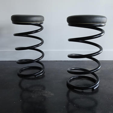 Pair Giant industrial Spring stools by Helix 