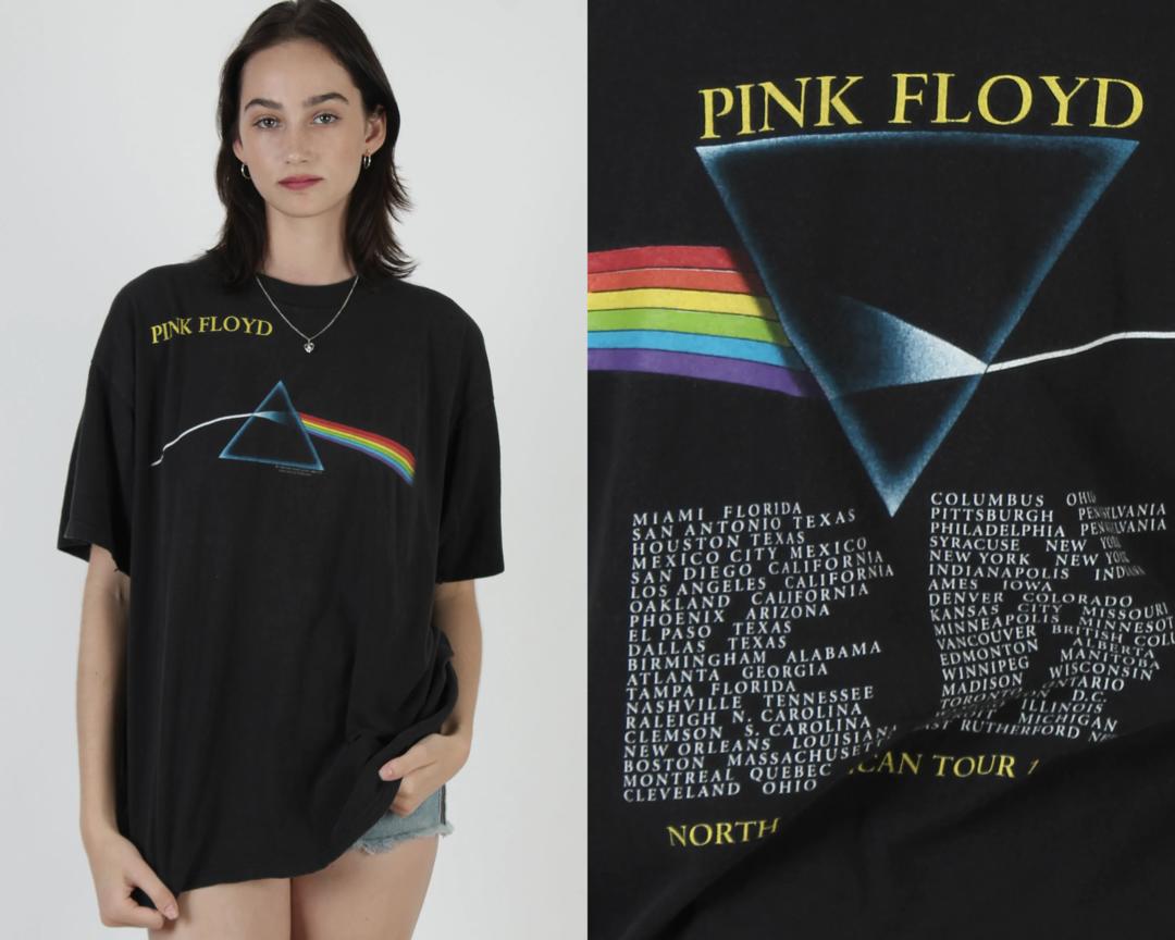 Vintage 1992 Pink Floyd Dark Side of the Moon tshirt / Brockum double hot sided / black M concert tour 90s