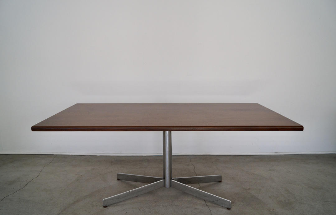 Incredible Midcentury Modern Walnut & Chrome Dining Table Desk