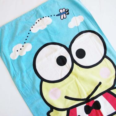 Vintage 90s Sanrio Keroppi Beach Towel - 1999 Keropi Frog Terry Cloth Pool Towel - 90s Girl Nostalgia - Hello Kitty - Best Friend Gift 