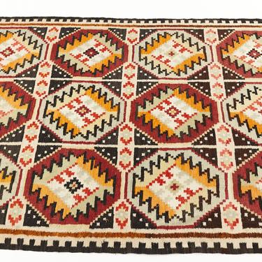 Mid Century Southwest Inspired Flatweave Wool Rug - mcm 