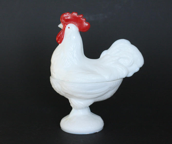 Milk glass rooster best sale