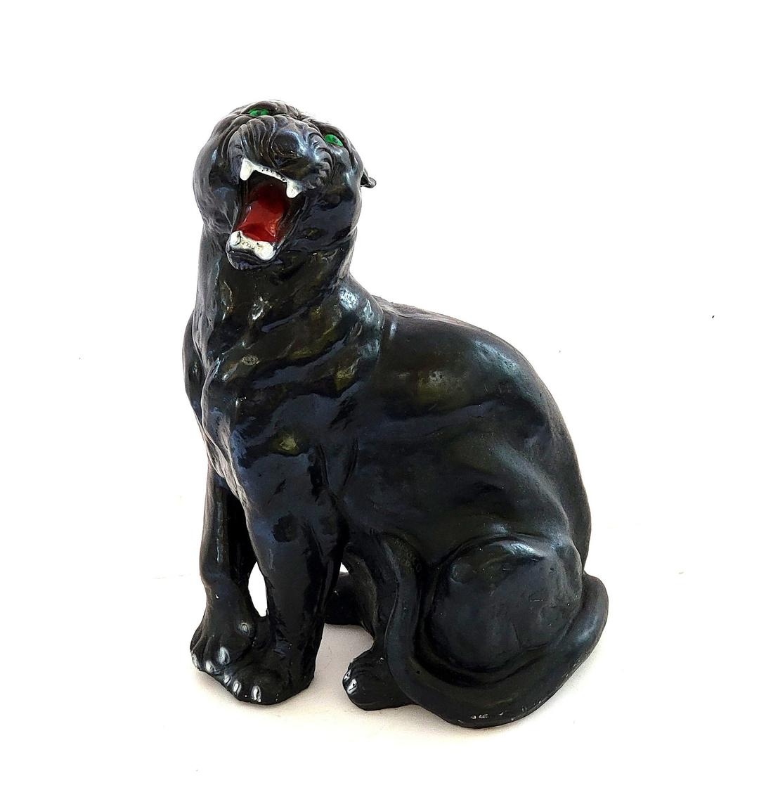 Large Vintage Black Panther Statue 60s 