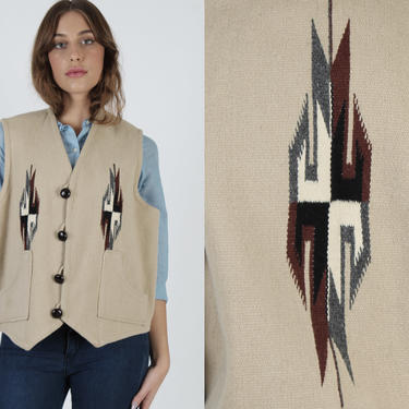 Vintage 1940s Ganscraft CHIMAYO Handwoven Wool Vest ~ size fits M