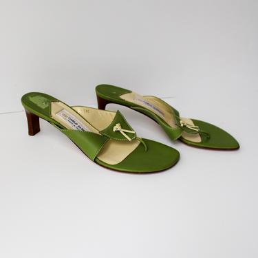 Avocado Leather Kitten Thongs
