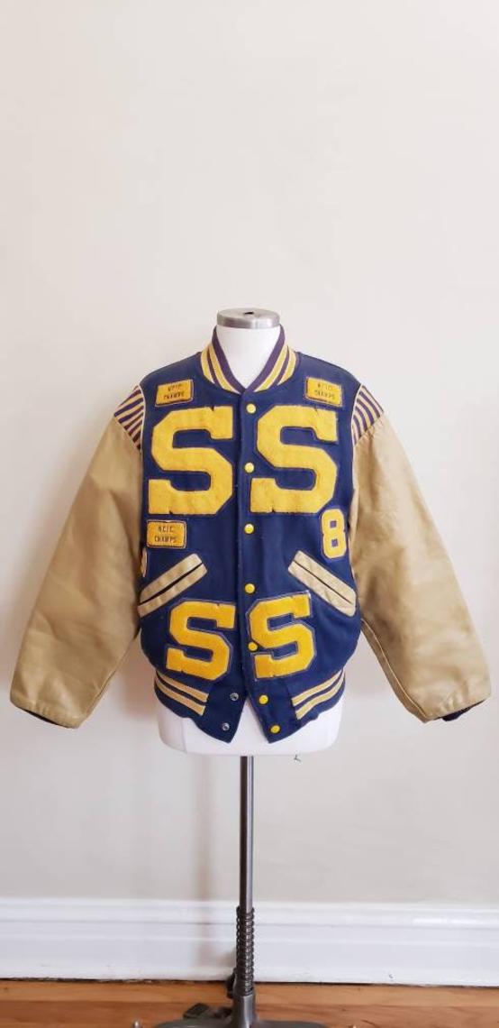 1980s Leather Wool Varsity Jacket Sterling IL /80s NCIC