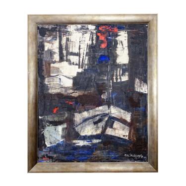 Original Abstract Oil Painting on Canvas by Rita Hvilivitzky - 1962 