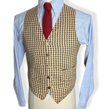 Vintage 1950s/1960s Paisley Cotton Vest ~ size 36 S ~ Waistcoat ~ Wedding ~ Preppy / Ivy League / Trad 