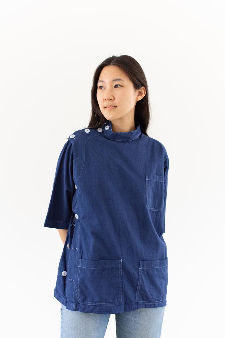 The Wardlea Smock in True Blue Vintage Overdye Side Button Rawson