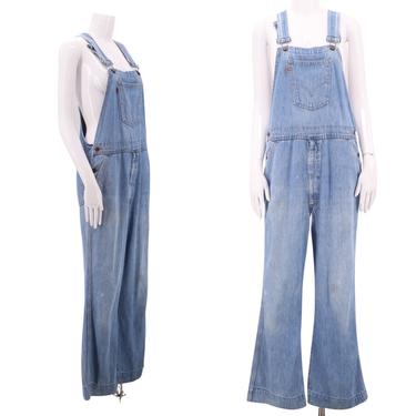 70s LEVIS Orange Tab denim bell bottom overalls M / vintage 1970s RARE jeans jumpsuit flared bottoms sz M-L 