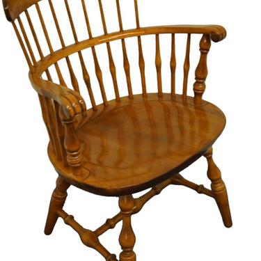 Nichols & Stone Solid Hard Rock Maple Colonial Style Comb Back Dining Arm Chair 