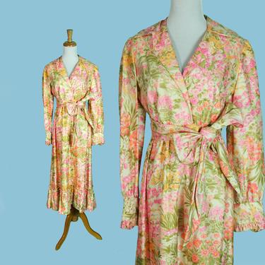 DEADSTOCK Vintage 1960s Dress Kiki Hart Saks 5th Avenue Silk Flower Print Roses S M 
