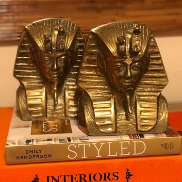 A pair of vintage King Tut brass bookends. 