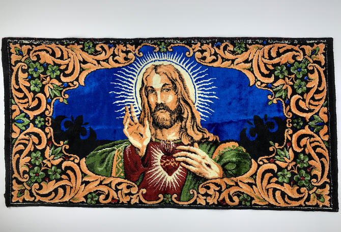 unknown vintage Jesus Christ tapestry