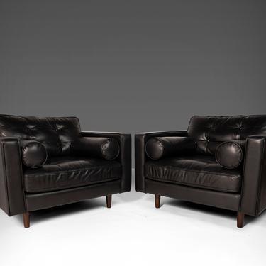 A Set of Two (2) Tufted Club Chairs in the Manner of Walter Knoll for Brayton International in Durable Vegan Leather 