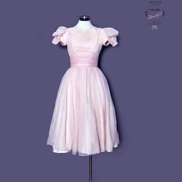 50's Pink Chiffon & Tulle Evening Party Prom Dress | Boutique 369 - Palm  Springs, CA | ATTIC