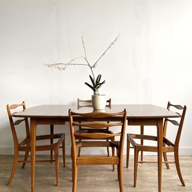 Vintage Mid-Century Dining Set in Your Choice of Fabric with Two Leaves
