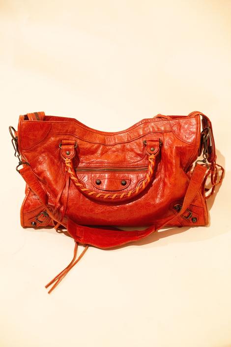 Vintage Balenciaga Burt Orange Leather GSH Pompon Bag –