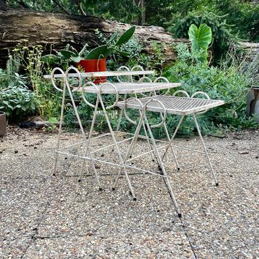 1950s Expanded Metal Wire Nesting Tables Set of 3 Vintage Mid-Century Modern Salterini Style 