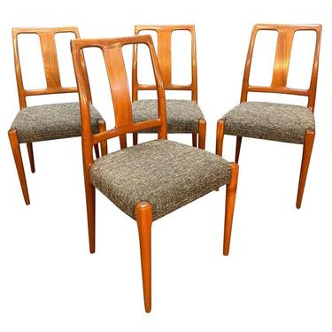 Set of Four Vintage Danish Mid Century Modern Teak High Back Dining Chairs 