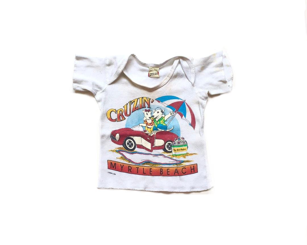 Vintage 80’s TODDLERS Spuds McKenzie Cruzin’ Graphic Tee Sz 12 Months