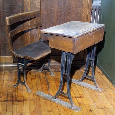 Early 20th Century School Desk and Chair