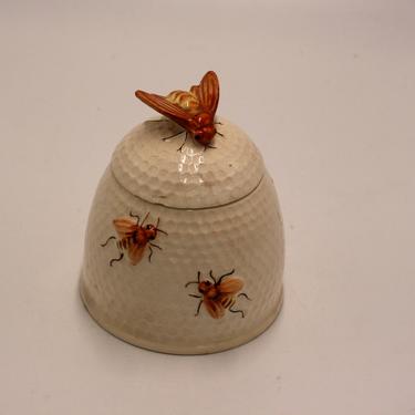 vintage honey bee honey pot/honey comb/ceramic honey jar/marutomoware/made in Japan 