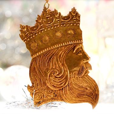 VINTAGE: 5.5" Large Embossed Copper King Ornament - Hand Forged Copper - Made in Thailand - Holiday, Christmas, Xmas - SKU 15-B1-00033003 