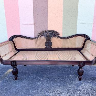 West Indies Style Mahogany and Cane Sofa