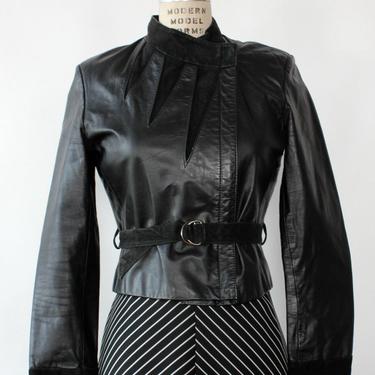 Angular Cropped Leather Jacket XS/S