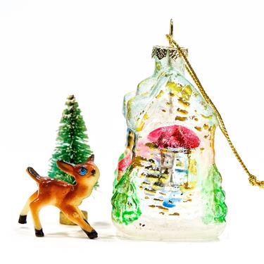 VINTAGE: Frost Glass Ornament - House Ornament - Mouth Blown Ornament - SKU 30-404-00014001 