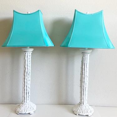 Oversize Bamboo Lamps &amp; Shades - a Pair 