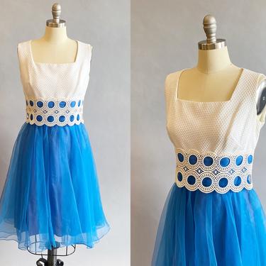1960s Lilli Diamond Party Dress / Chiffon Cocktail Dress / Size Medium 