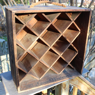 Vintage Wood Wine Crate Rustic Primitive Wine Rack Great Western