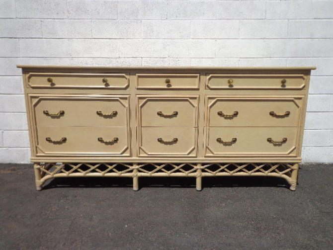 Bamboo Dresser Ficks Reed Table Faux Rattan Bedroom Console Chest