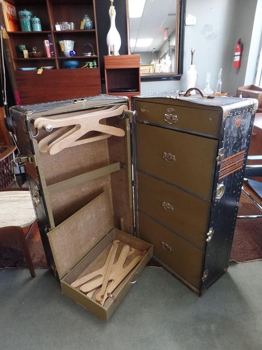 Antique Steamer Trunk With Full Wardrobe Inside From Peg Leg