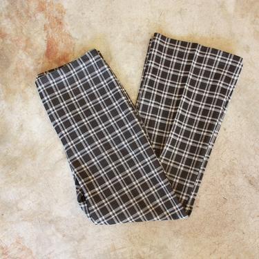 70s Black and White Plaid Polyester Flares Size M / L 