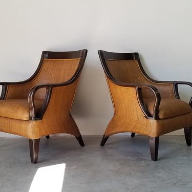 1990s Vintage Coastal Braxton Culler Style Club Lounge Chairs - a Pair 