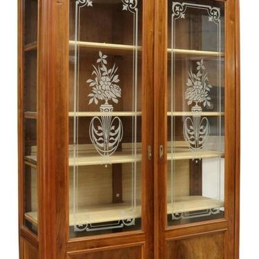 Antique Bookcase, Italian Walnut Etched Glass, Display, Bookcase, Early 1900s!!