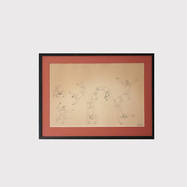 Alexander Calder Signed Limited Edition Circus Drawings Lithograph in black matted frame_004 