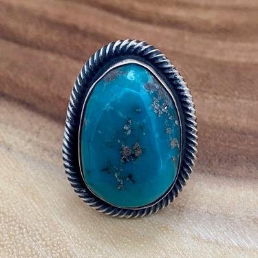 HOW TWISTED Chimney Butte Sterling Silver & Turquoise Ring | Native American Navajo Style Jewelry | Southwestern,  | Size 7 1/2 