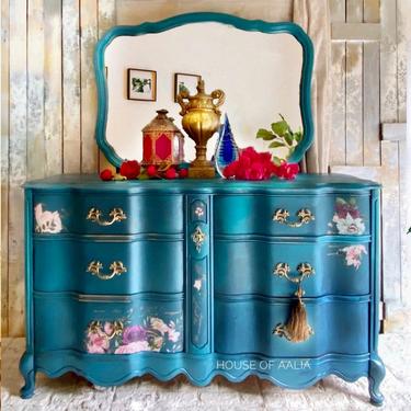 SOLD!  Can replicate! French Provincial Boho Dresser | Boho Upscale Dresser | Colorful Chest | Anthropologie Style Dresser 