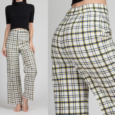 70s White Stag Plaid High Waist Pants - Medium, 26