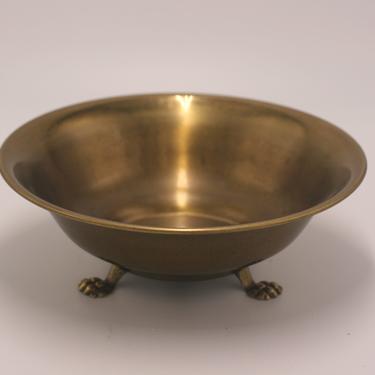 vintage brass footed bowl/claw foot bowl 