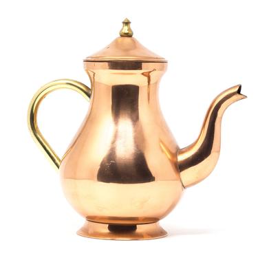 Vintage Copper Teapot, Metal Tea Kettle 