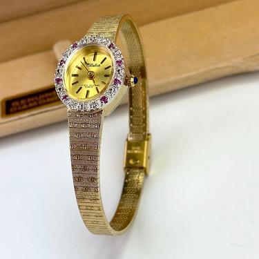 Vintage Dufonte by Lucien Piccard Diamond &amp; Ruby Quartz Wrist Watch Ladies 